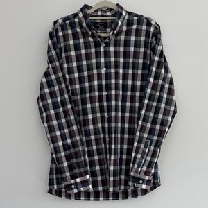 RW&CO. Men's Plaid Button-Down Shirt in Navy, White, Black & Burgundy